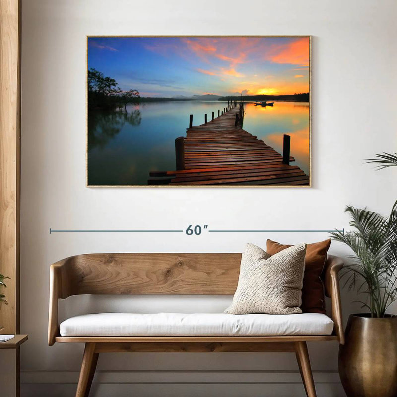 Lac Michigan, Cadre flottant en bois naturel, 46 po x 31 po
