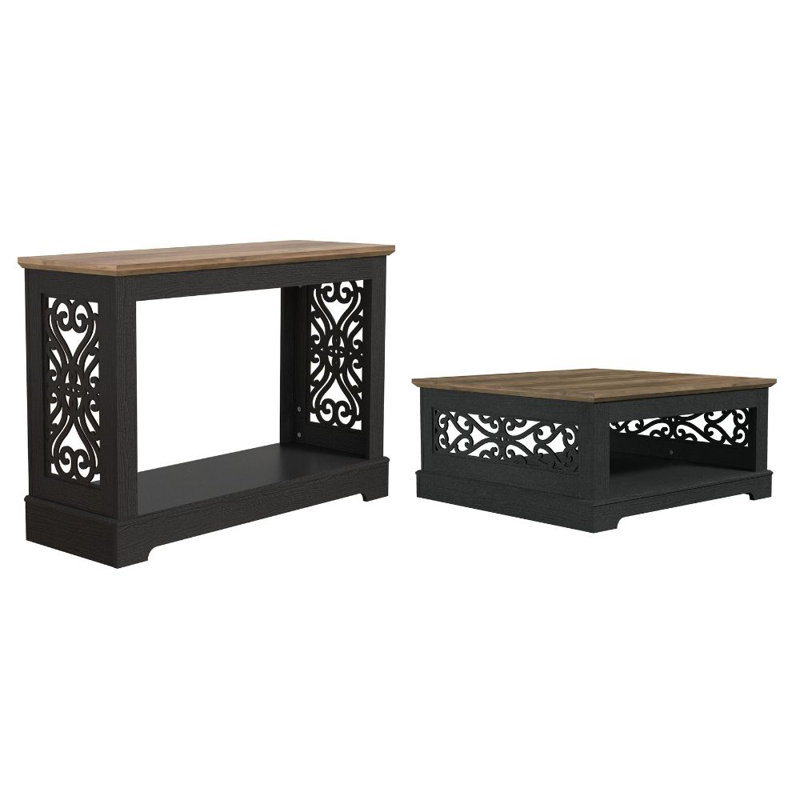 Ensemble de table d'appoint Eddie, Knotty Oak, Chêne noir