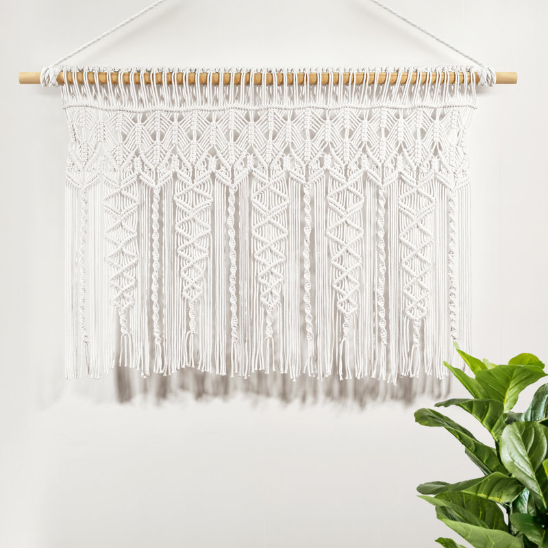 Boho Macrame Neutral Cotton Rod Pocket Window Valance