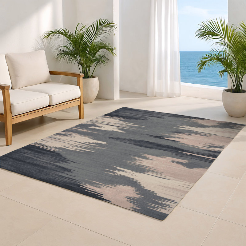 Watercolor Gray Indoor and Outdoor Area Rug, Rectangle 8' x 10'