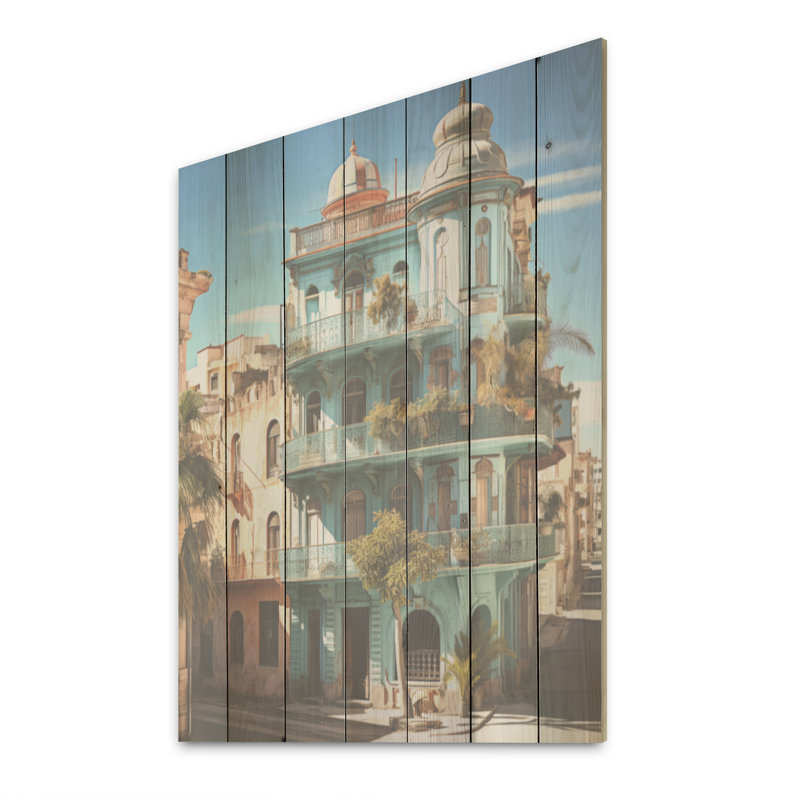 «Cuba Architecture Heritage I - Cuba Landscape», art mural sur bois de pin naturel, H 20 po x l 10 po