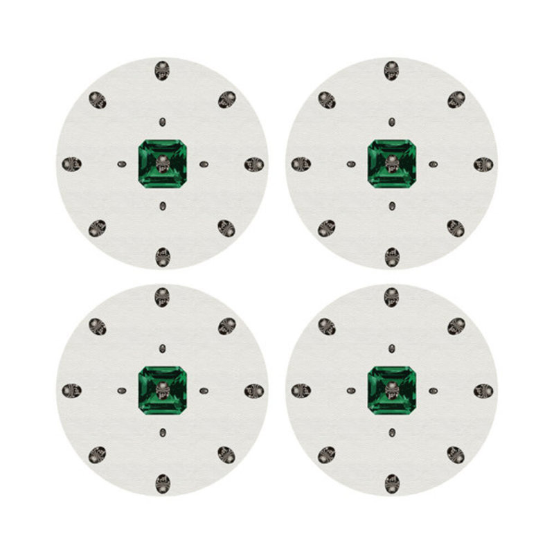 Sous-verres ronds en cuir Asscher, Blanc