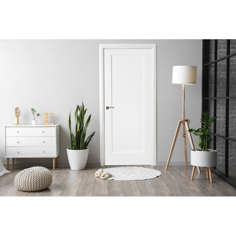 White Primed Smooth Solid Wood Core 1-Panel Door Slab, 36" x 80"