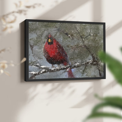 Cardinal in Snow I -Framed Print - Restickable