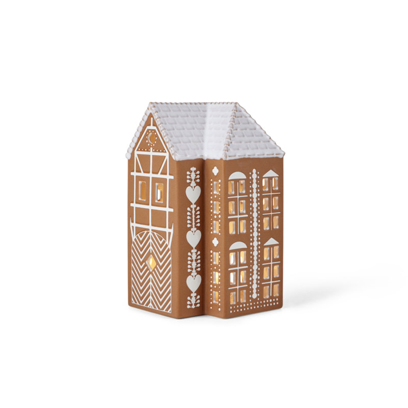 Gingerbread 6.7'' H Stoneware Tabletop Lantern