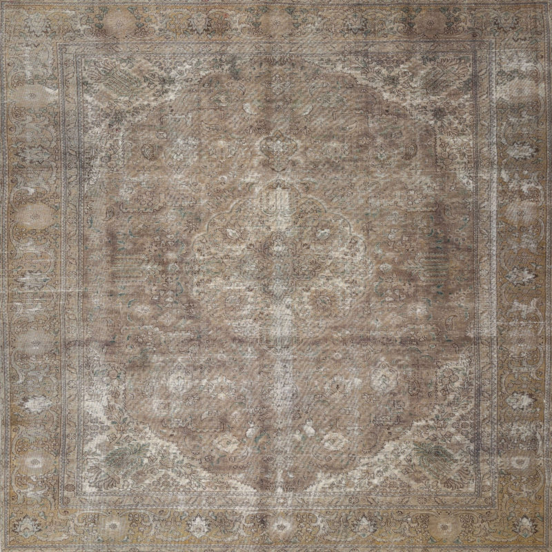 Tapis oriental en laine brun clair Oriental, Carré 8 pi