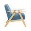 Chaise d'appoint texturée bleue avec structure en bois d'hévéa massif et rembourrage en mousse de siège rembourré-620646047