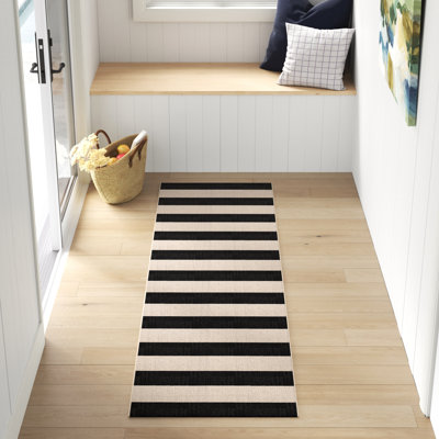 Mestas Striped Beige/Black Indoor/Outdoor Area Rug