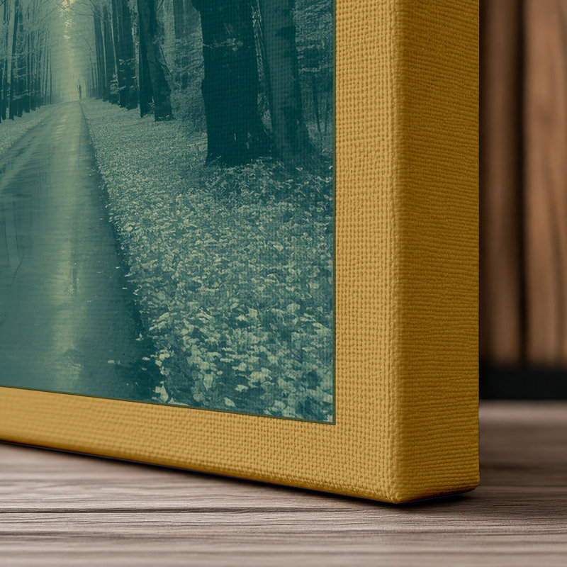 Winter Road Perspective Scandinavian - Wrapped Canvas, 36x24 - 91.4 x 61.0 cm, Ochre Border
