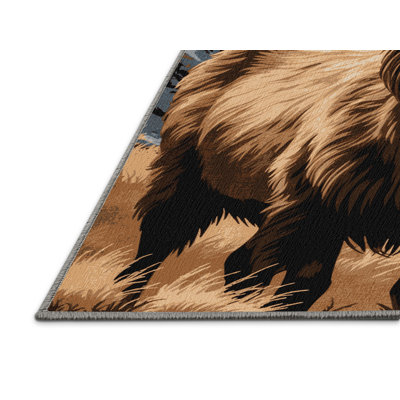 Washable Himalayan Tahr Wildlife Area Rug