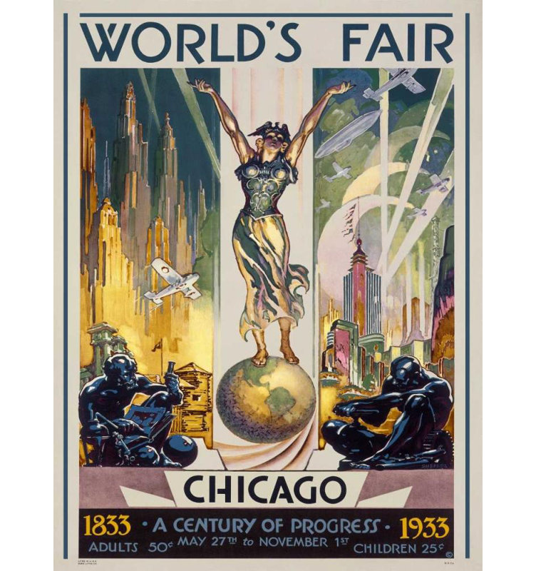 «The Holiday Aisle® Sheffer», art sur toile tendue par la galerie Glen C., exposition «Chicago Worlds Fair», 1933