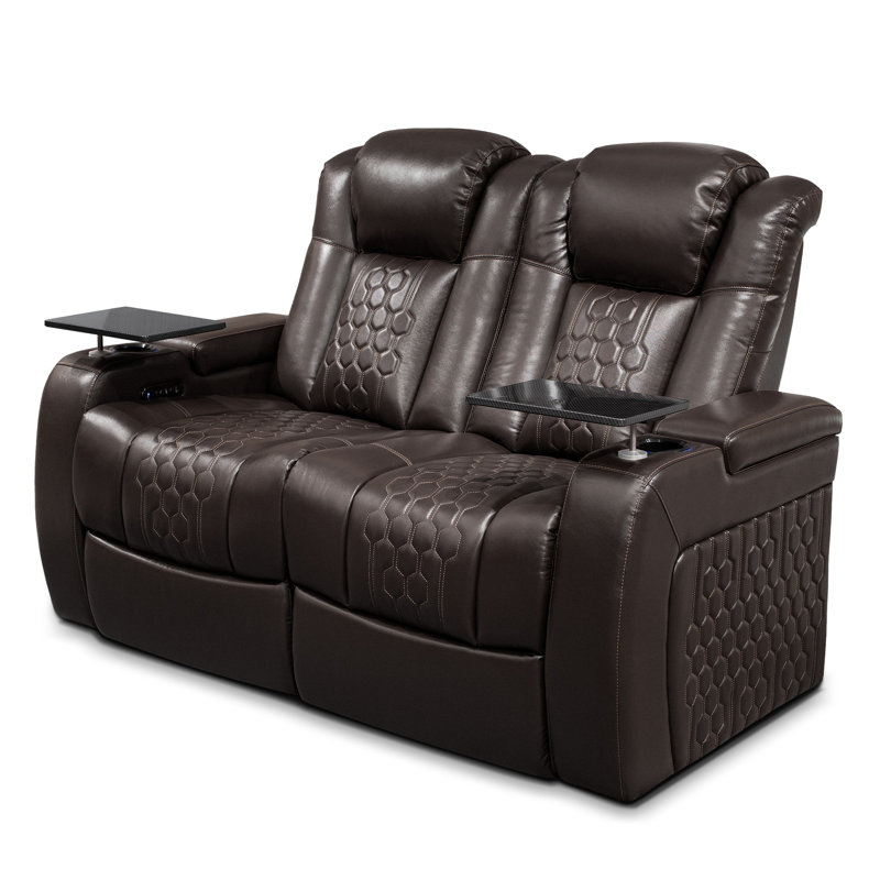 Fauteuil inclinable surdimensionné en cuir véritable avec technologie Comfort-Matrix, brun café, Cuir véritable noir