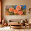 Ensemble de 3 reproductions d'art sur toile, roses et feuilles vertes sur toile-614886274