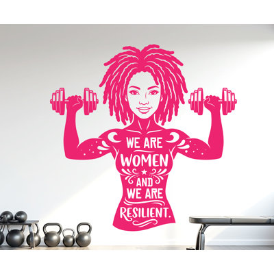 Nous sommes des femmes et nous sommes Resilient Gym Decal Wall Girl Afro Power remise en forme citation Decor Workout Art vinyle autocollants Workout Girl Home gym 1177DRS