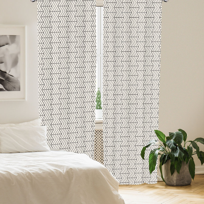 Geometric Semi-Sheer Rod Pocket Curtain Panels, 28" x 63"