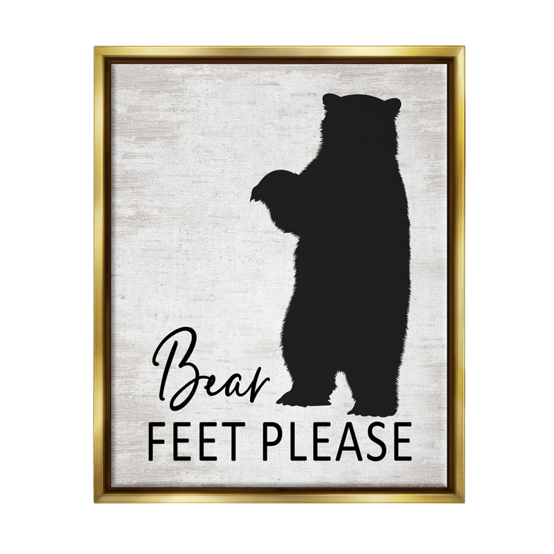 Ours en peluche, pieds et chaussures, art décoratif sur toile par lettré et doublé, L 25 po x H 31 po