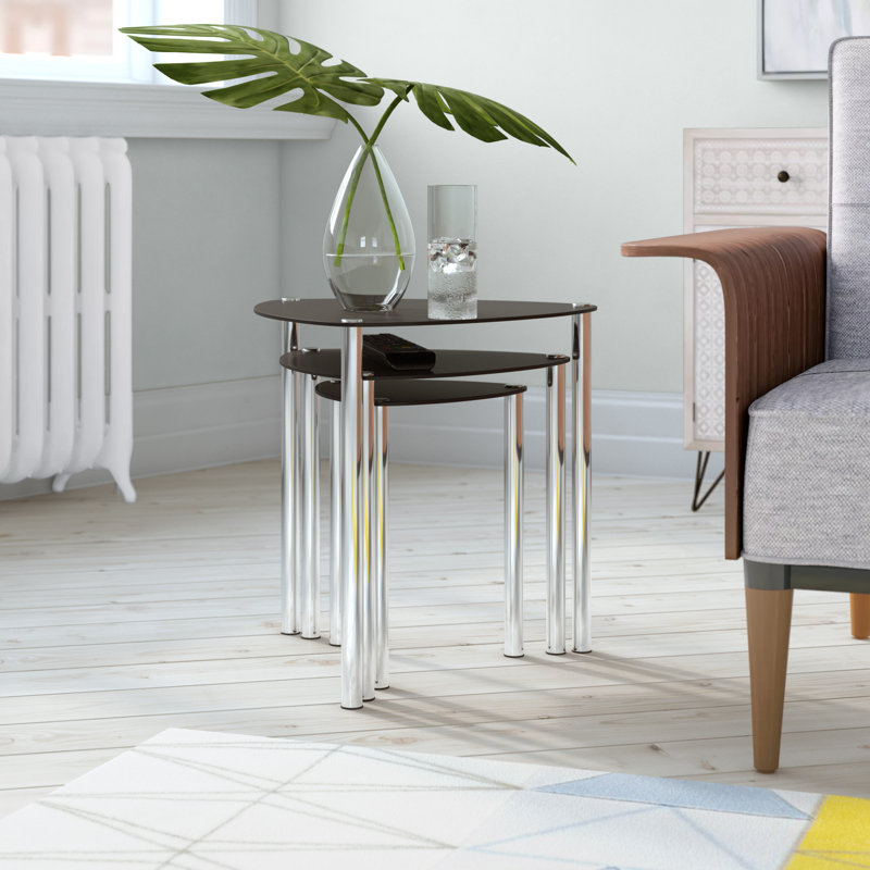 Glass Top Nesting Tables, Black
