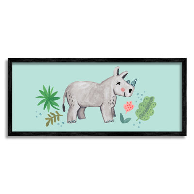 «Rhino Plants Leaves Turquoise» par Heather Strianese - peinture