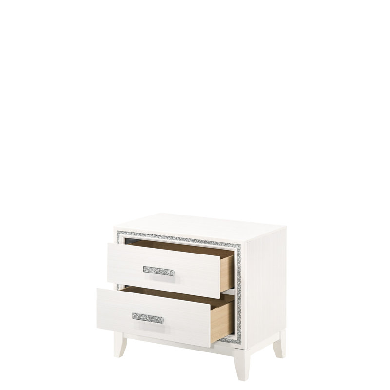 Table de chevet chic avec finition blanche - Structure stable avec tiroirs de rangement, Blanc