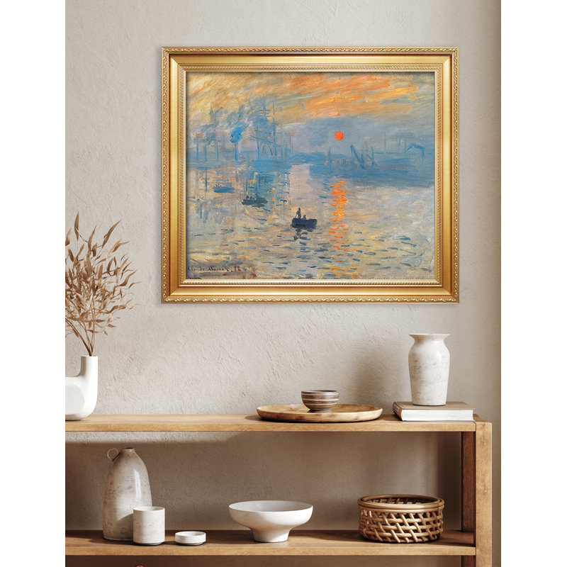 Impression «Lever de soleil sur toile» par Claude Monet, H 20 po x l 24 po x P 0,75 po, Encadrement doré