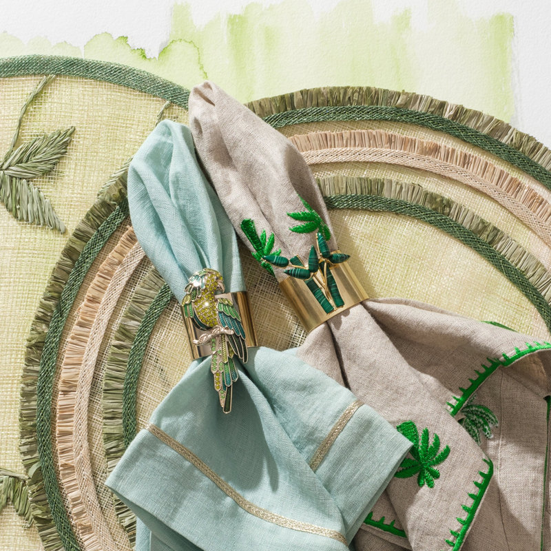 100% Abaca Round Placemats, Green
