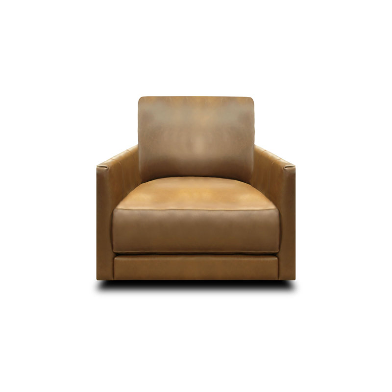 Raffa Leather Swivel Club Chair