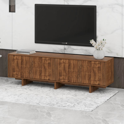 Meuble télé à grain rétro avec porte ondulée