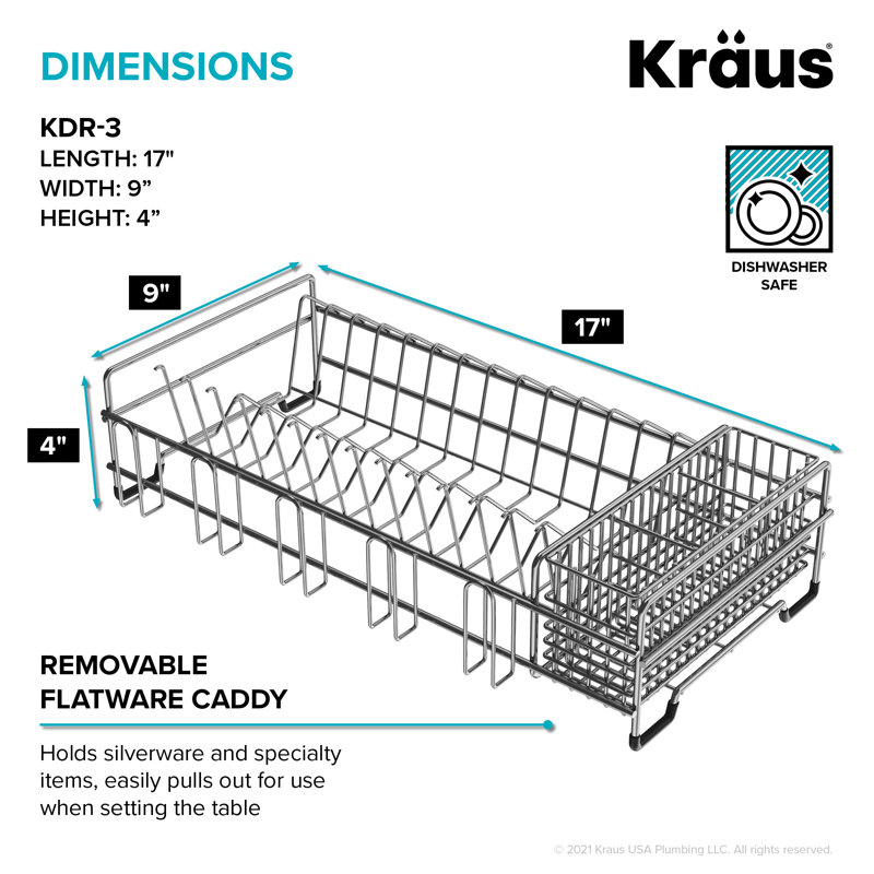 Stainless Steel Over-the-Sink Dish Drying Rack with Utensil Holder