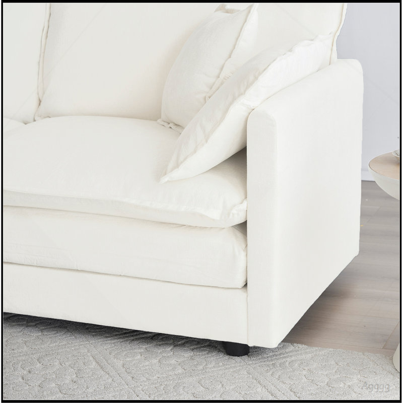 Canapé Comfort U, Chenille blanche