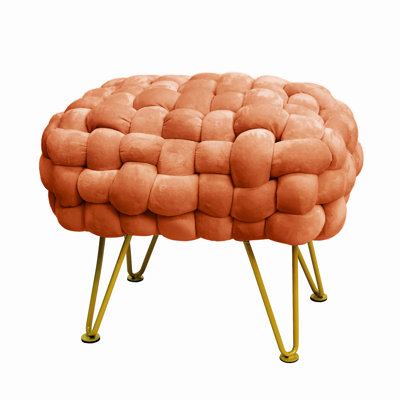 68.6cm Wide Velvet Rectangle Solid Colour Standard Ottoman