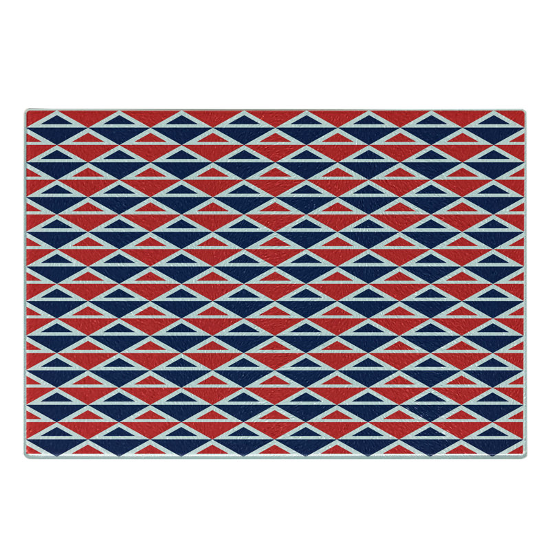 Planche à découper Ambesonne Americana en verre trempé demi-triangles rouge bleu foncé et blanc