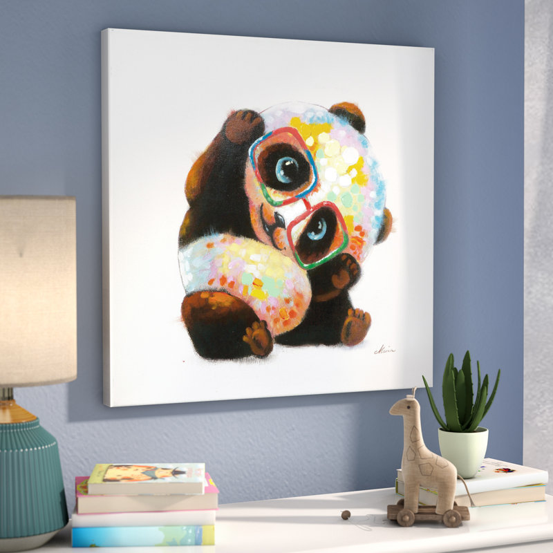 Smarty Panda, peinture sur toile tendue