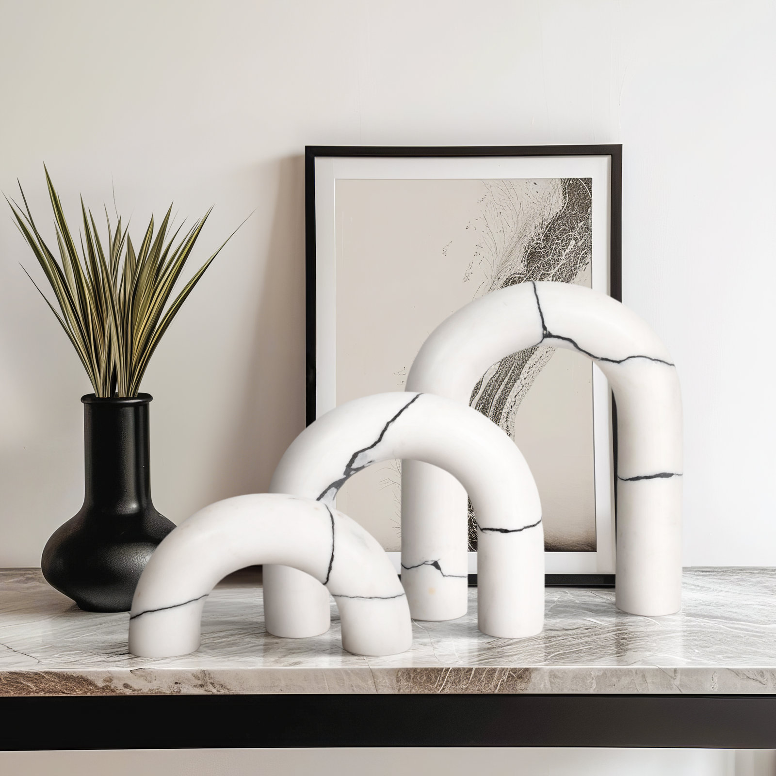 Ophira 3-Piece Genuine Marble Sculpture