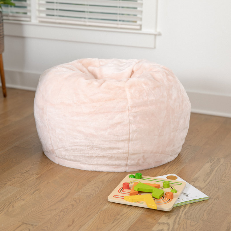 Fauteuil à billes en coton Classic, Petit, Fourrure rosée