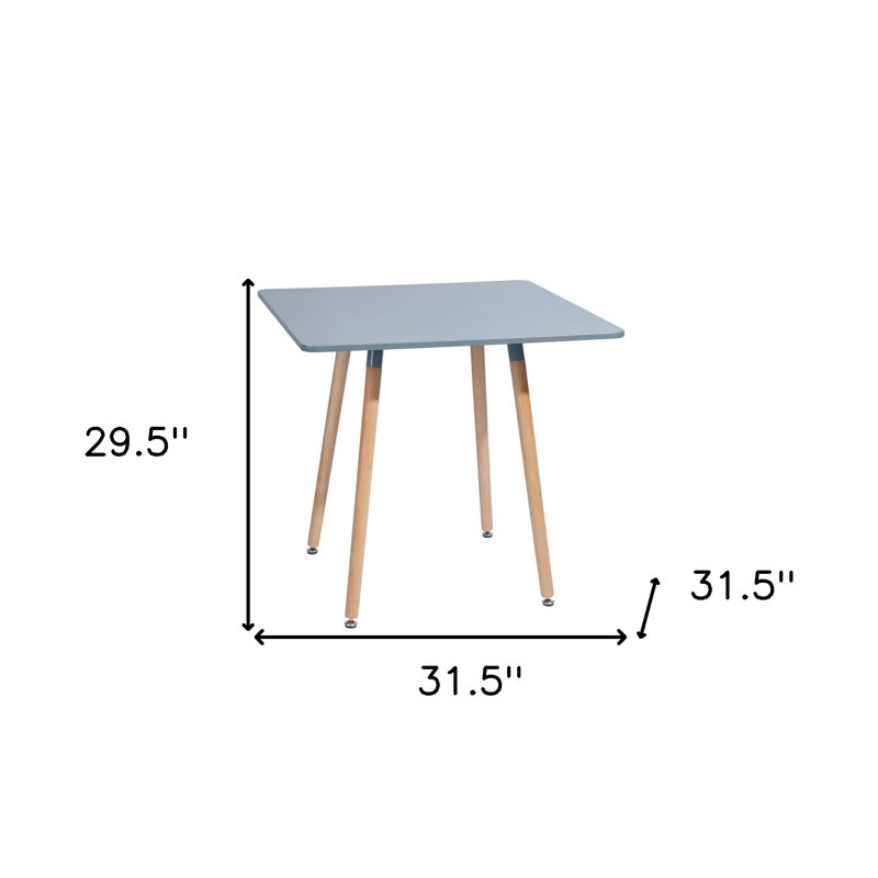 Table de salle à manger carrée 32 "en bois naturel et gris