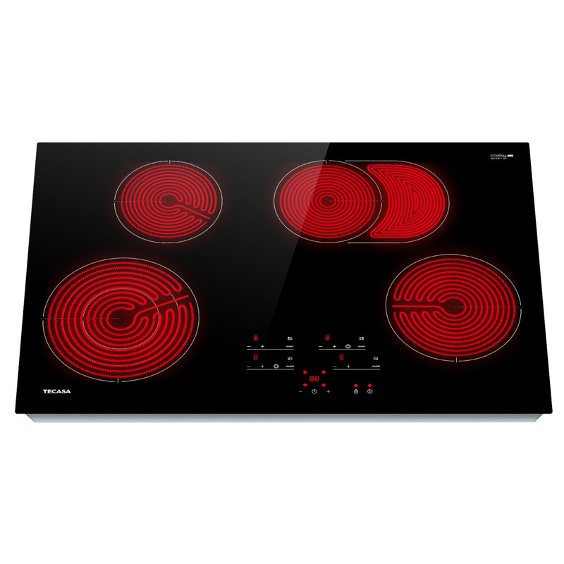 Tecasa 30 Inch 4 Burners Ceramic Radiant Electric Cooktop with Bridge Element, Touch Control, Black