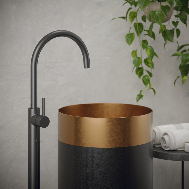 Karran Cinox 15'' Stainless Steel Circular Bathroom Sink, Copper/Gray