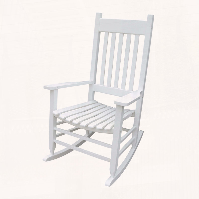 Chaise berçante en bois massif, Blanc
