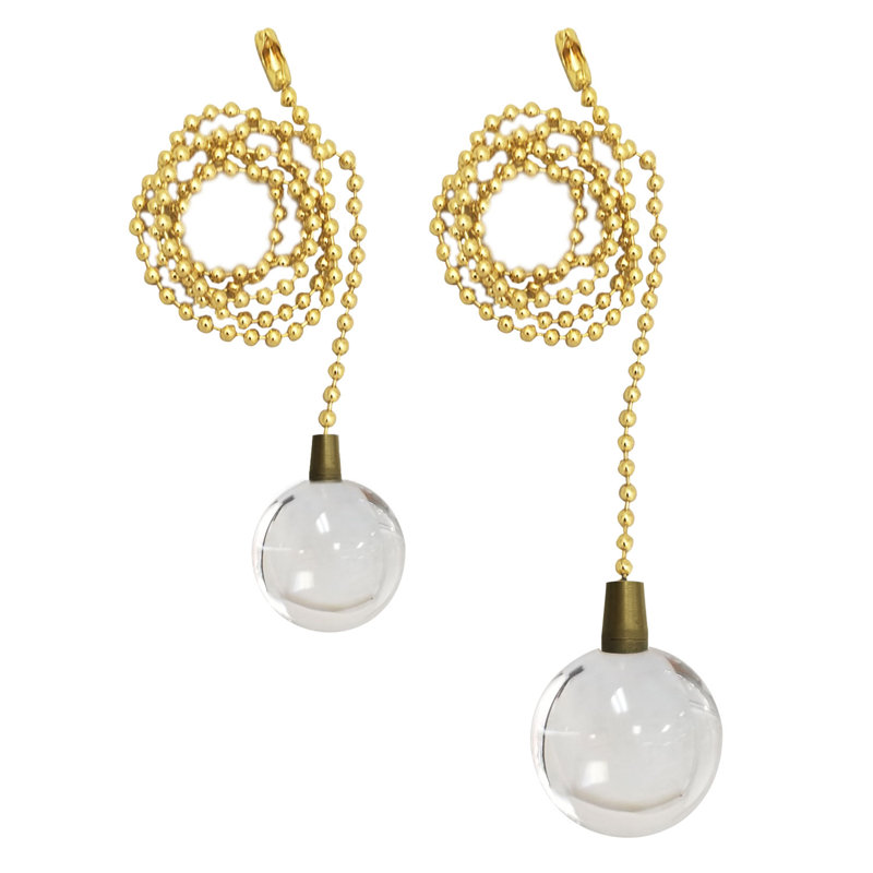 Crystal Ball Ceiling Fan Pull Chains, Polished Brass