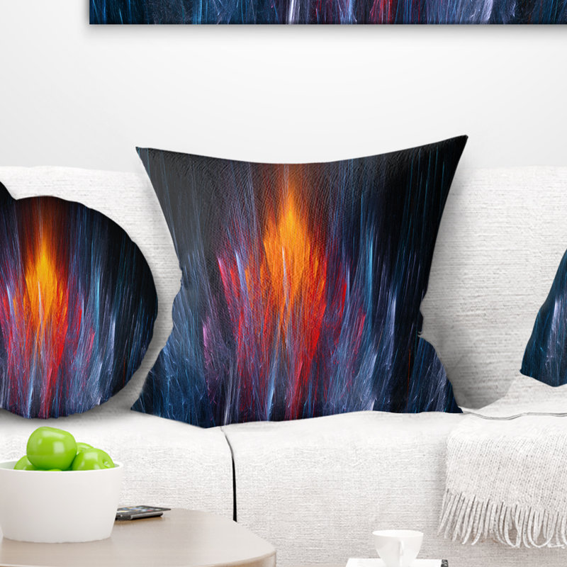 Feu fractal en bleu clair - coussin imprimé abstrait, 18 po x 18 po, Coussin décoratif