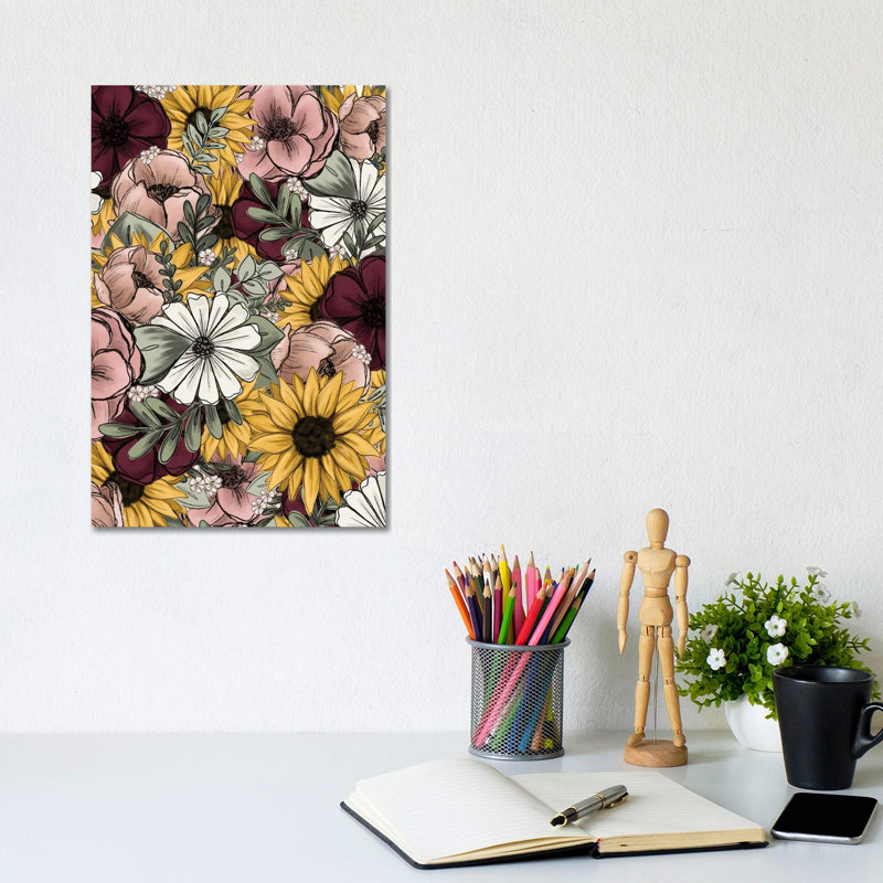 Floral Mix by Katie Bryant - Wrapped Canvas Painting, 20.32 cm H x 30.48 cm W