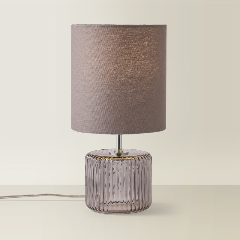 Rokiatou Glass Table Lamp, Grey Smoke Base/Grey Shade