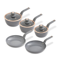 Pro-Chef 3PC Aluminium Sauce Pan Set | with Lid | Soft Grip Handle and  Knobs | Inside 2 Layer Pfluon Outside High Temp Coating | Pressed Induction