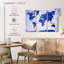 «Vivid Blue World Map», reproduction sur toile-93024935