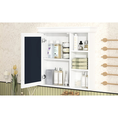 Armoire murale de salle de bain avec miroir 30 po x 28 po pour garder l'espace de rangement blanc bien rangé