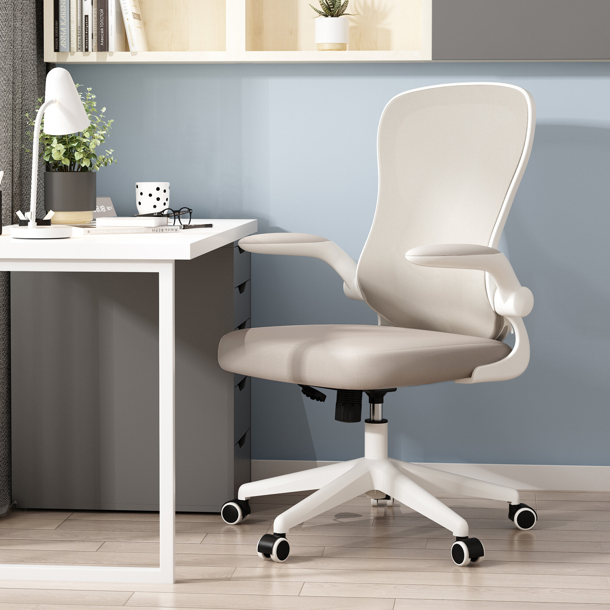 Faye Ergonomic Task Chair Inbox Zero Frame Color: White, Upholstery Color: Gray