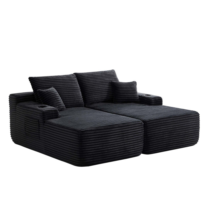 Canapé Cloud avec siège profond et conception sans assemblage, 68.9" W, Black Corduroy