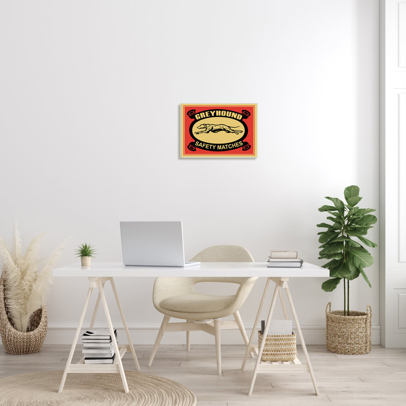 Publicité rétro «Greyhound Safety Matches Yellow Red», H 13 po x l 19 po, Plaque murale