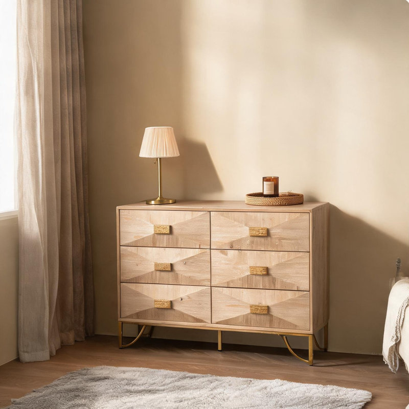 Deitz 6-Drawer Wooden Dresser with Sculpted Front