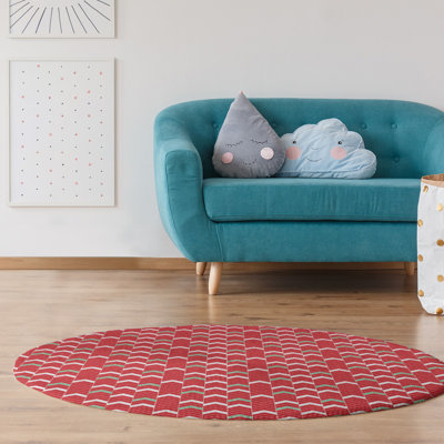 Tapis rouge/vert fait main